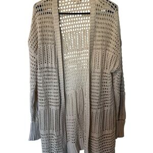 UpWest Cream Cardigan Sweater with Geometric Knit
